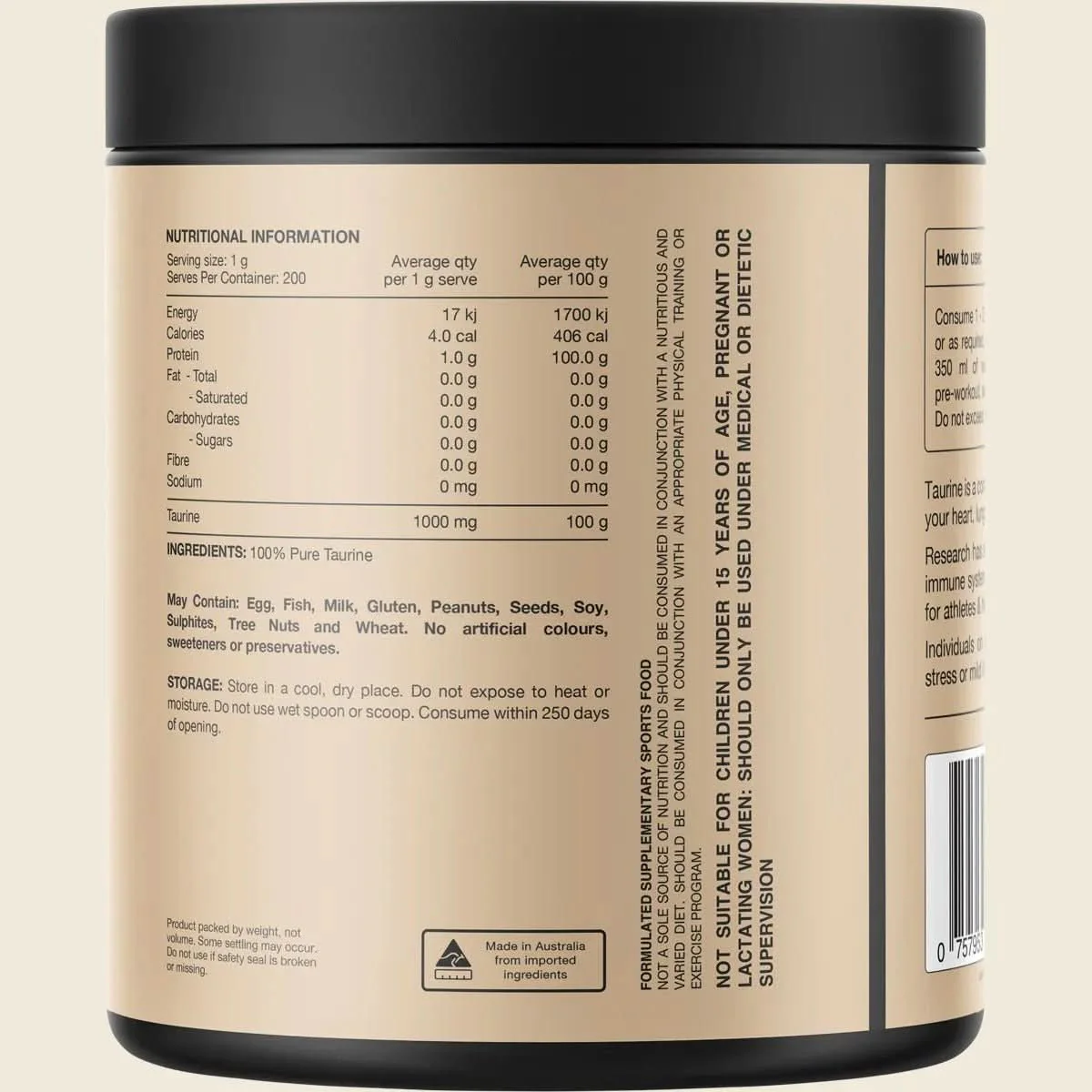 100% Pure Taurine - 200 Serves - Image 3