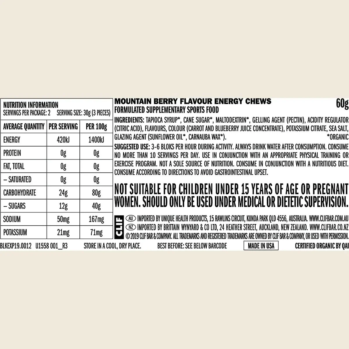 Bloks Energy Chews Mountain Berry - 60g - Image 3