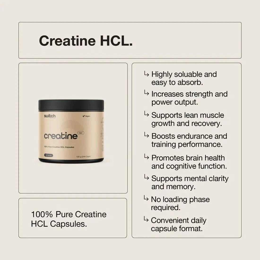 Creatine 100% Pure HCL - 240 Caps - Image 3