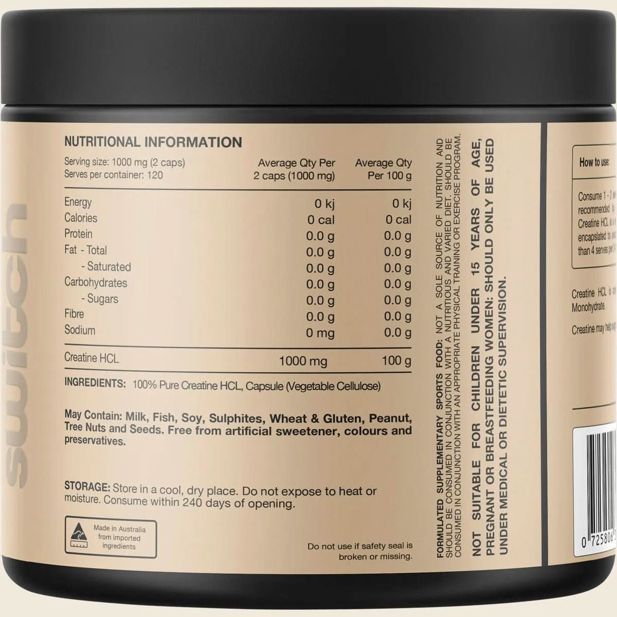 Creatine 100% Pure HCL - 240 Caps - Image 4