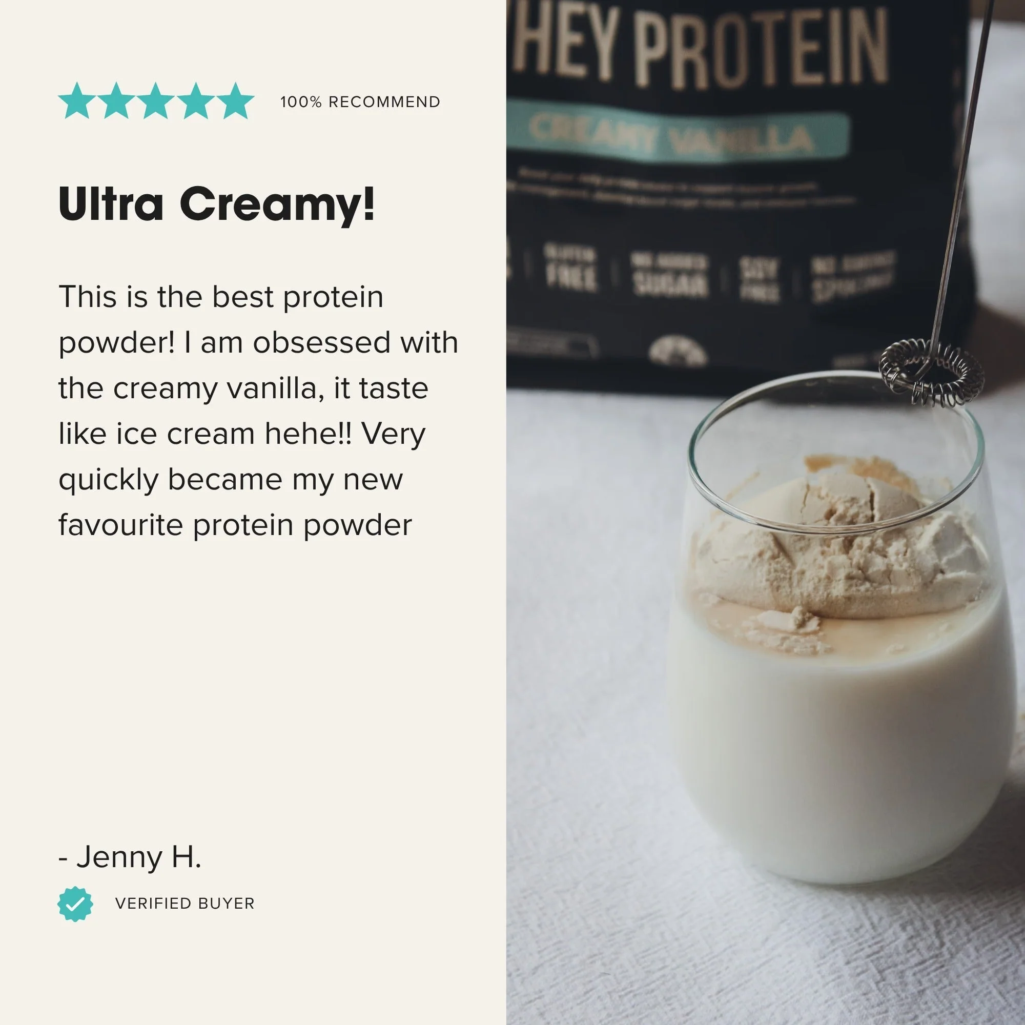 Grass-fed Whey Protein Powder - Creamy Vanilla - 900g - Image 4