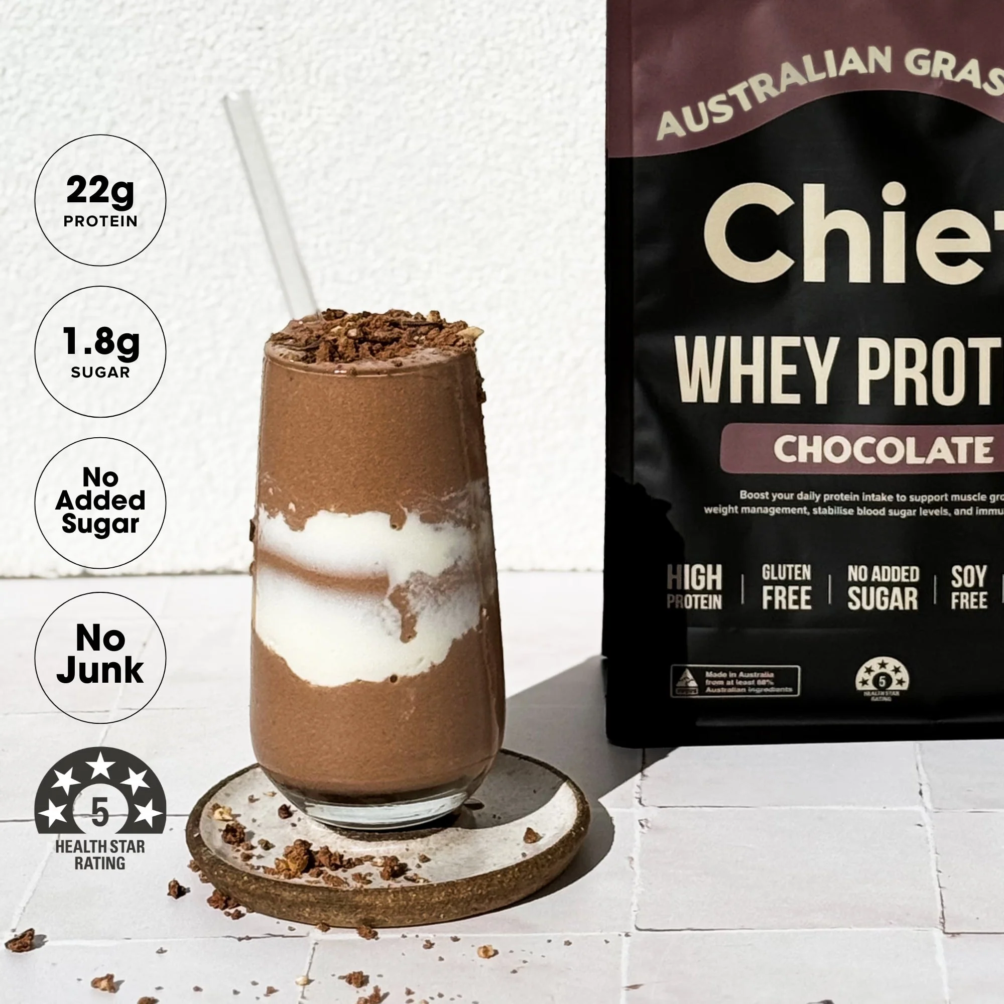 Grass-fed Whey Protein Powder - Smooth Chocolate - 900g - Image 8
