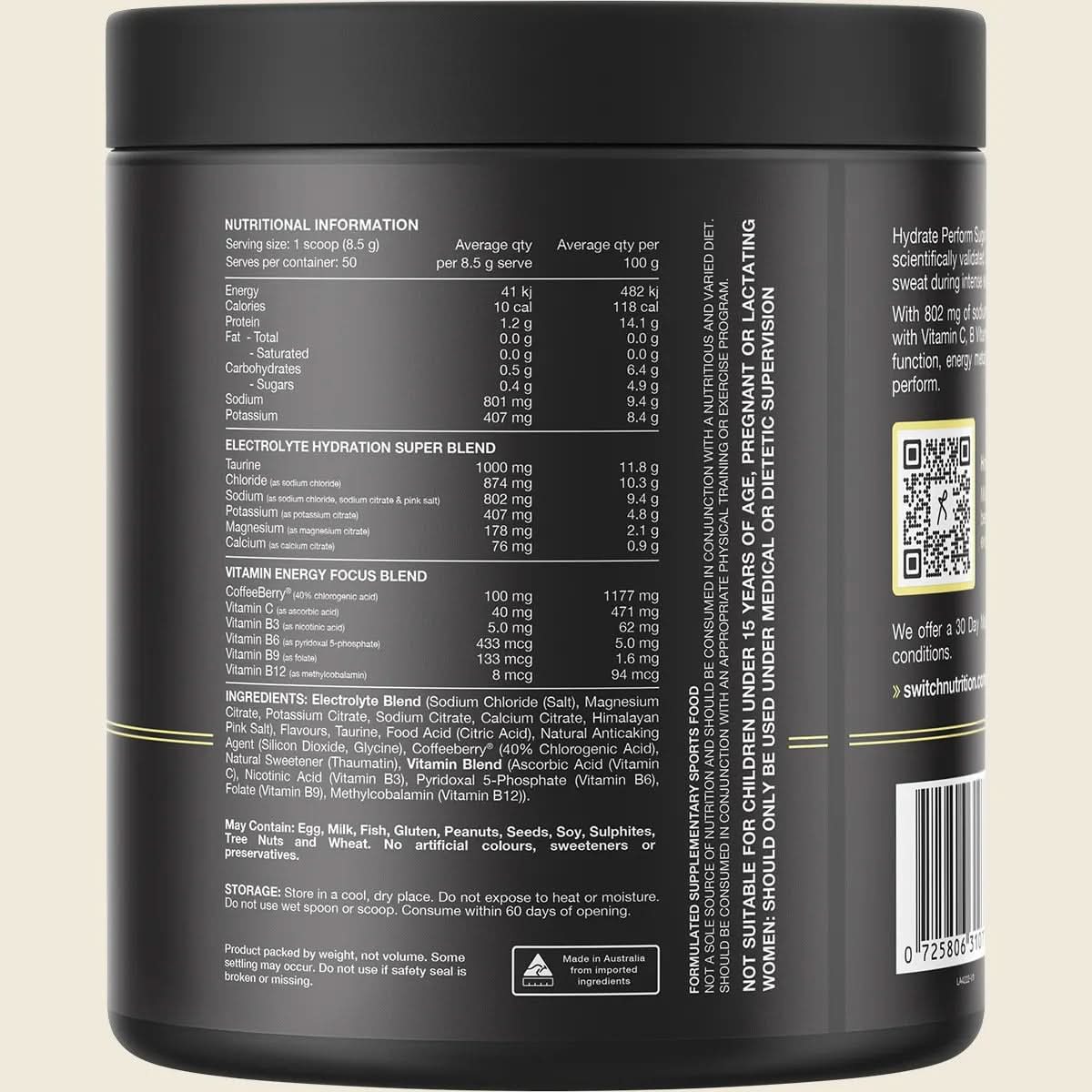 Hydrate Perform Sugar Free Kiwi Watermelon - 50 Serves - Image 2