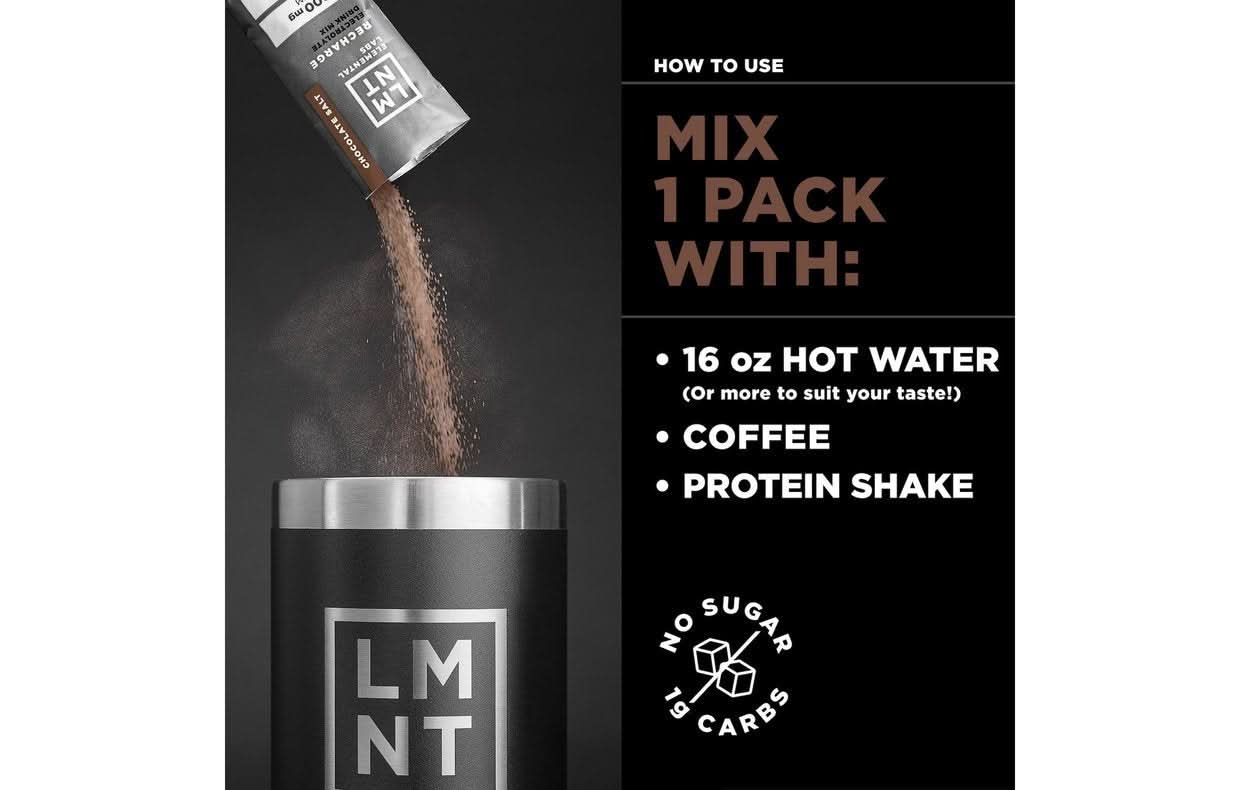 LMNT Chocolate Salt Electrolyte Mix - 30 Ct - Image 7