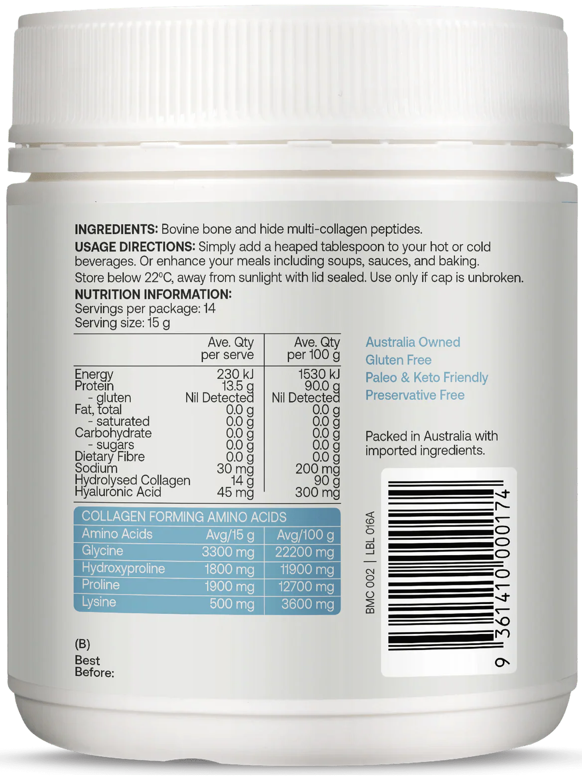 Multi-collagen Protein Peptides Powder - 210g - Image 2