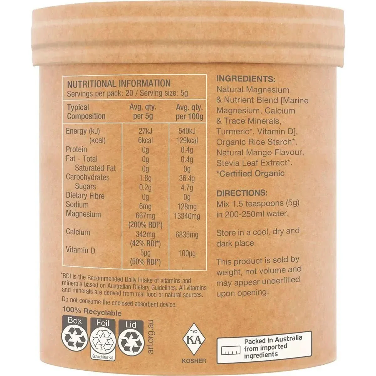 Muscle Magnesium - Creamy Mango - 100g - Image 2