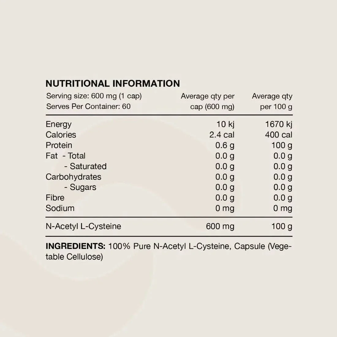 NAC - 100% N-Acetyl L-Cystine - 60 Caps - Image 4