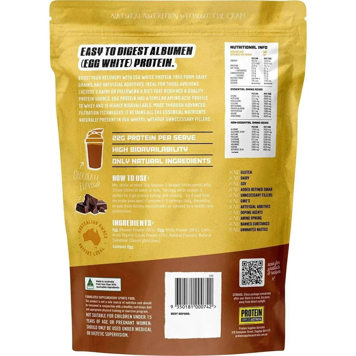 Paleo Pro Chocolate Egg White Protein - 400g - Image 2