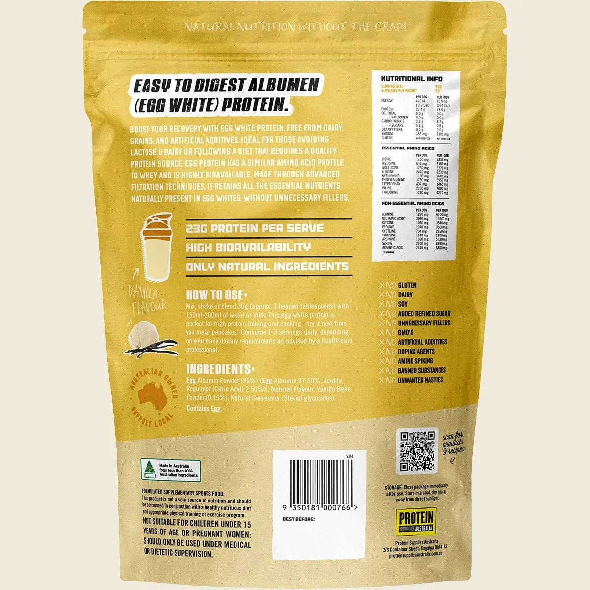 Paleo Pro Vanilla Bean Egg White Protein - 900g - Image 2