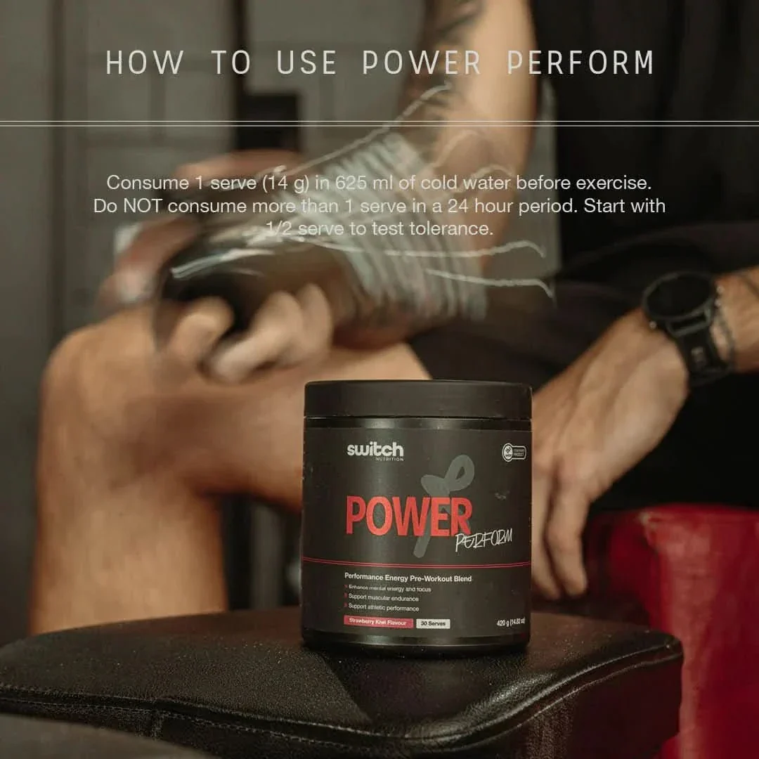 Power Perform Pre-Workout Blend - Strawberry Kiwi - 30 Serves - Image 6