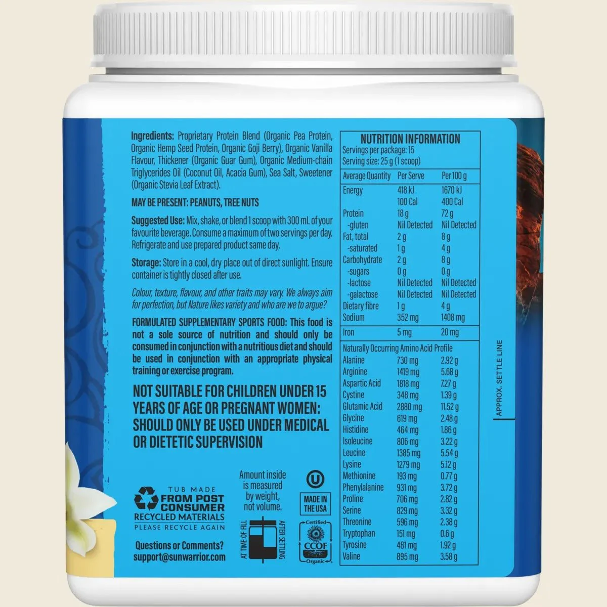 Protein Powder Warrior Blend Vanilla 375g - Image 2
