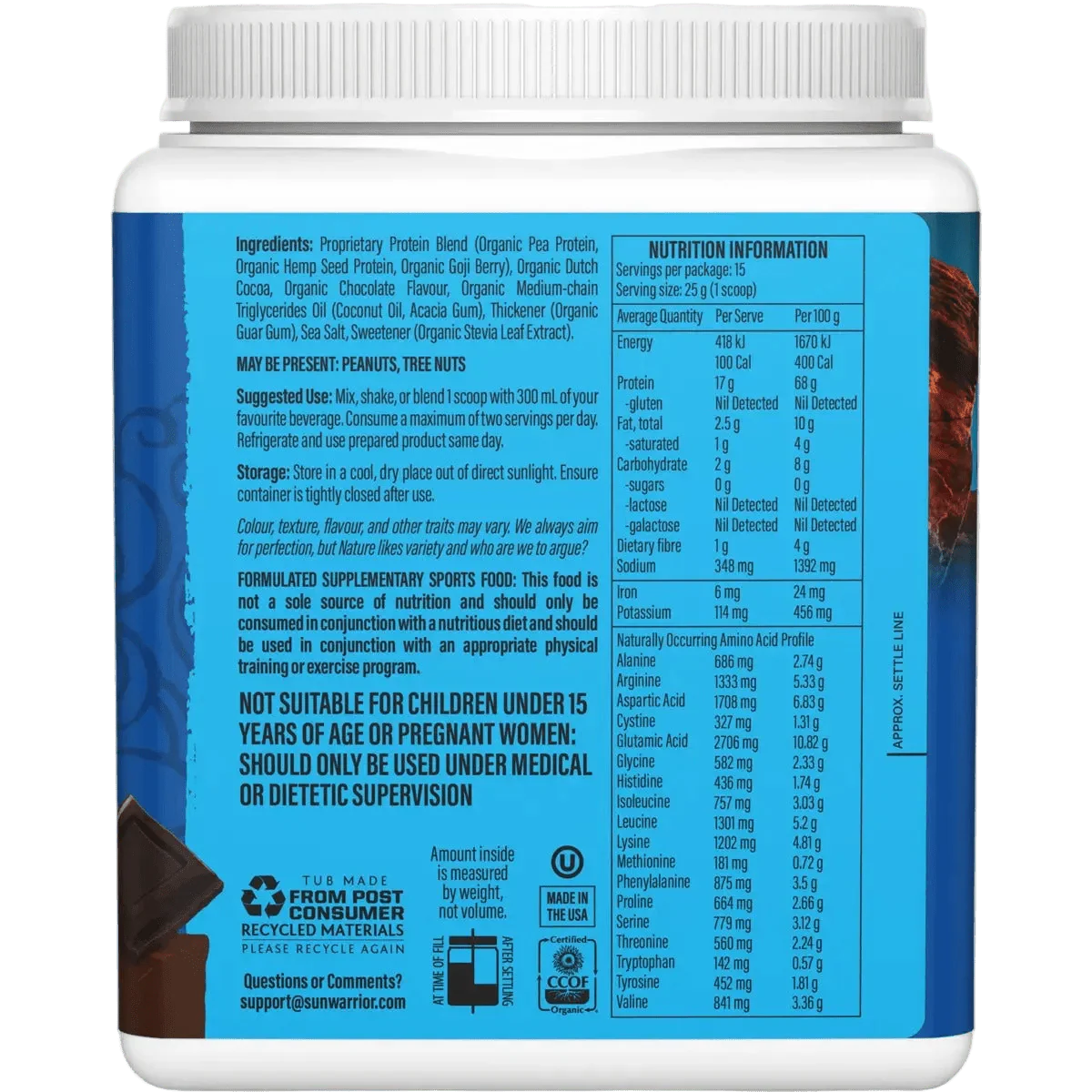 Protein Powder Warrior Blend Chocolate 375g - Image 2