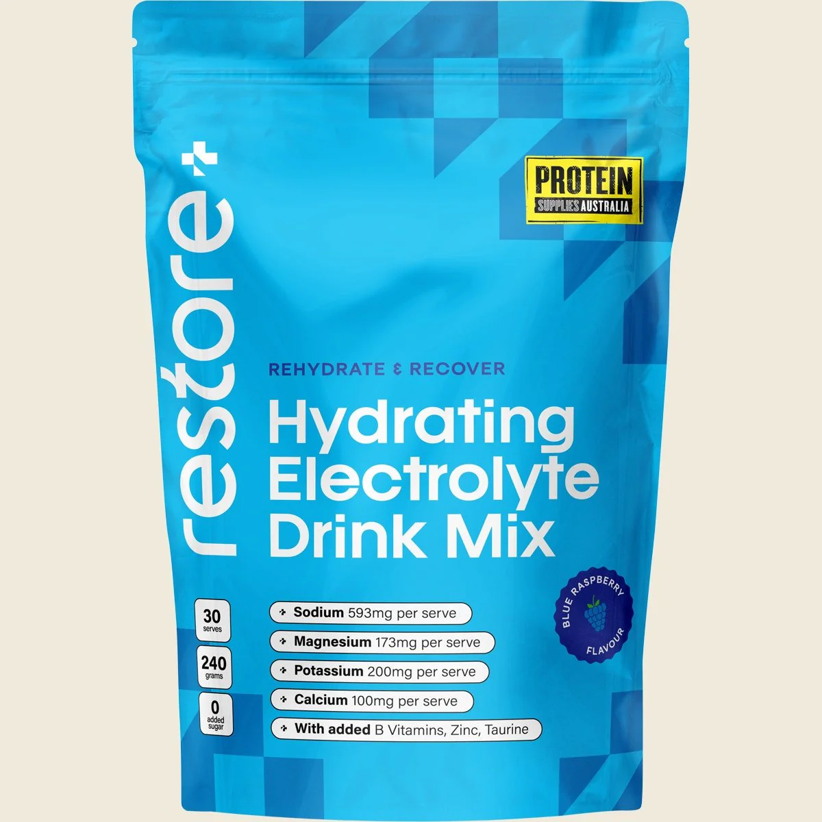 Restore Electrolyte Drink Mix Blue Raspberry 240g - Image 2