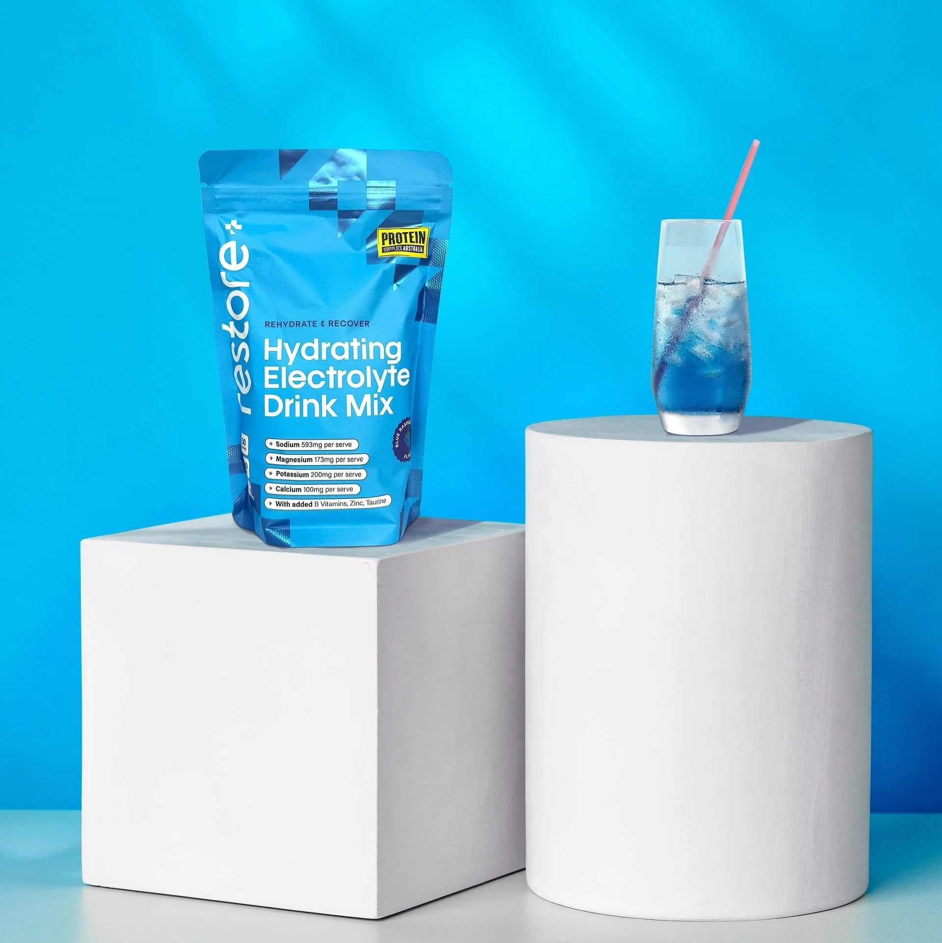 Restore Electrolyte Drink Mix Blue Raspberry 240g - Image 5
