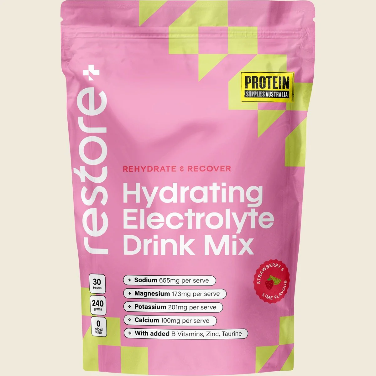 Restore Electrolyte Drink Mix Strawberry & Lime 240g - Image 3