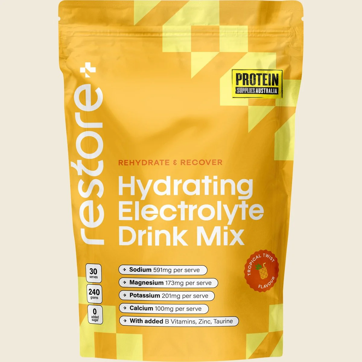 Restore Electrolyte Drink Mix Tropical Twist 240g - Image 2