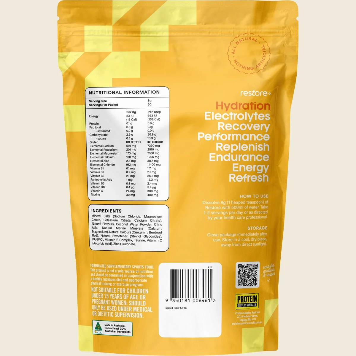 Restore Electrolyte Drink Mix Tropical Twist 240g - Image 3