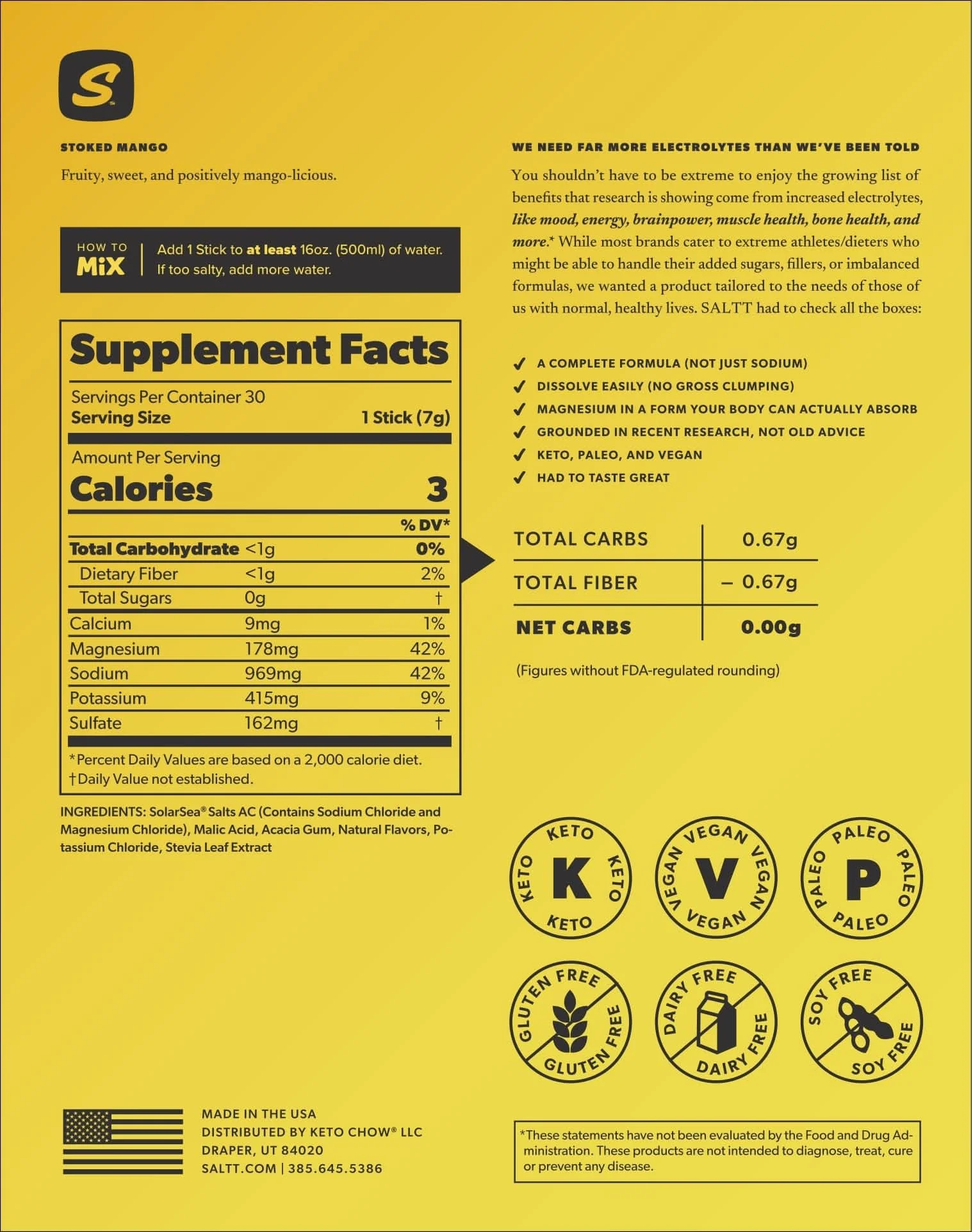 Stoked Mango Electrolyte Drink Mix - 30 Sticks - Image 2