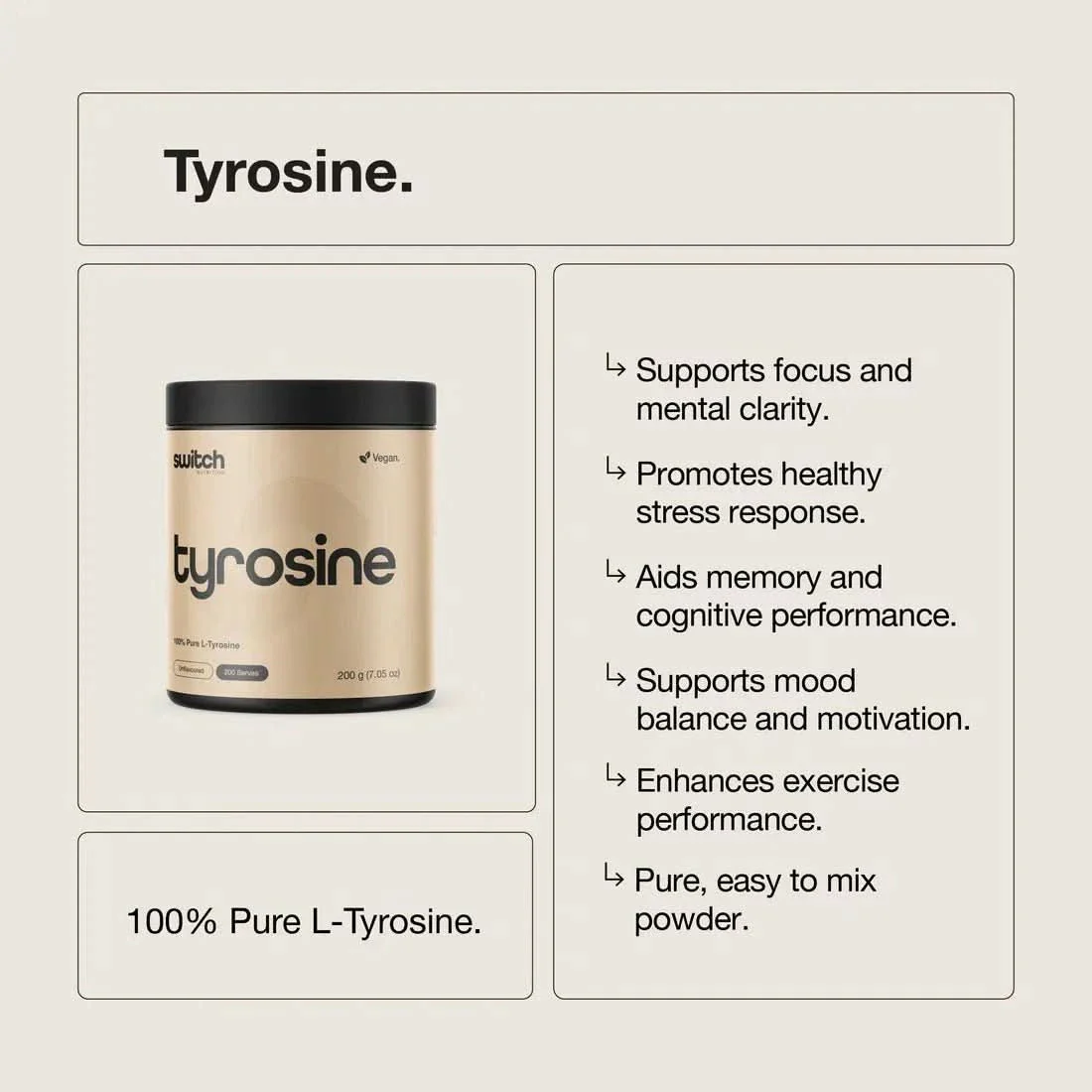Tyrosine - 100% Pure L-Tyrosine Unflavoured - 200g - Image 3