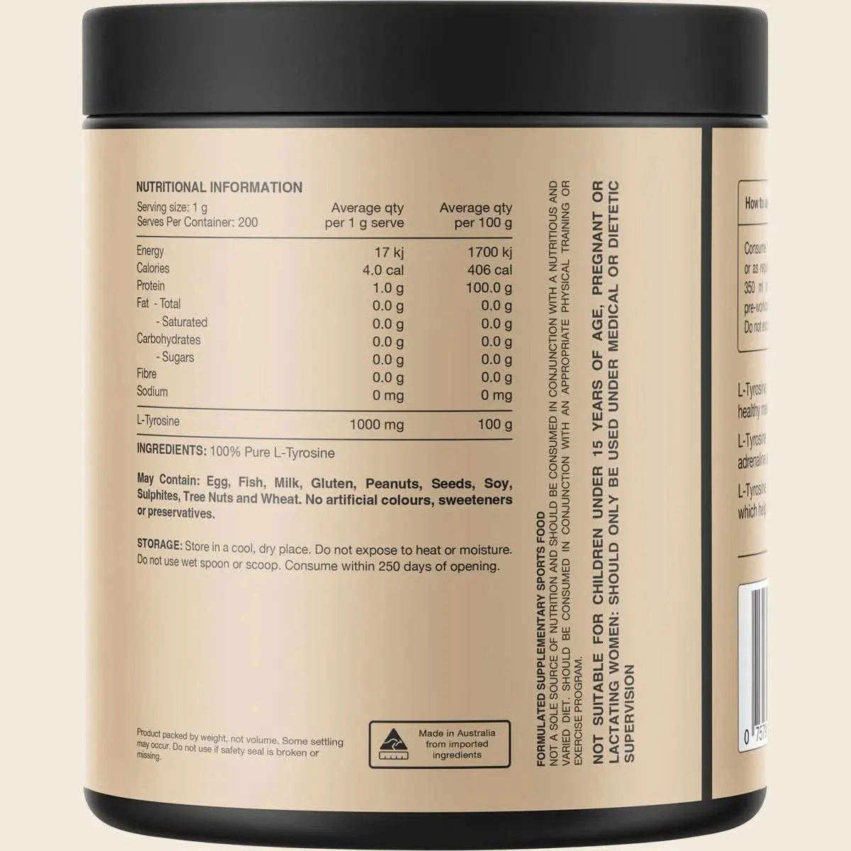 Tyrosine - 100% Pure L-Tyrosine Unflavoured - 200g - Image 4