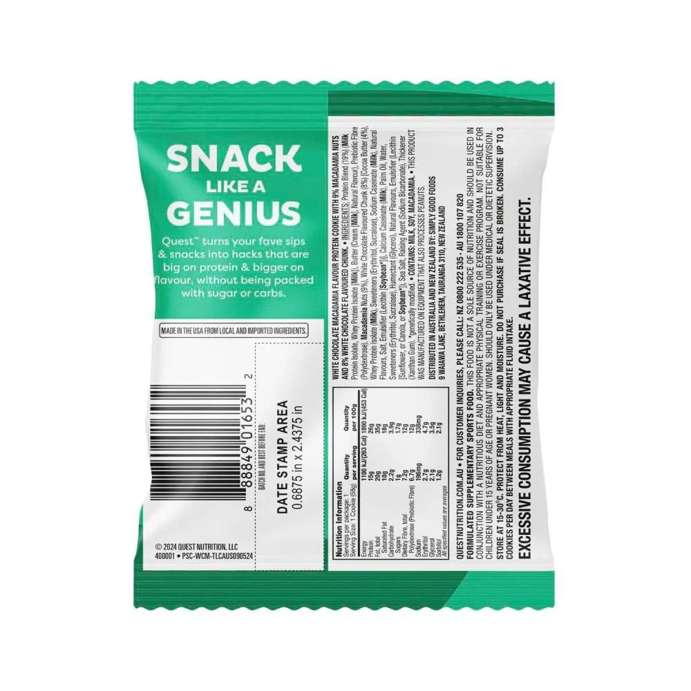 White Choc Macadamia Protein Cookie - 58g - Image 2